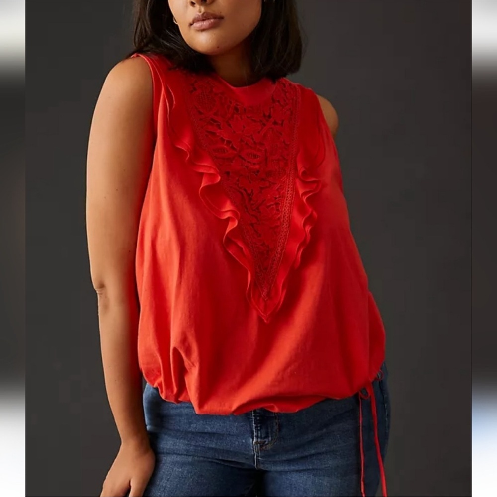 Anthropologie Tiny Emma Ruffke Front Sleeveless Top 2xl